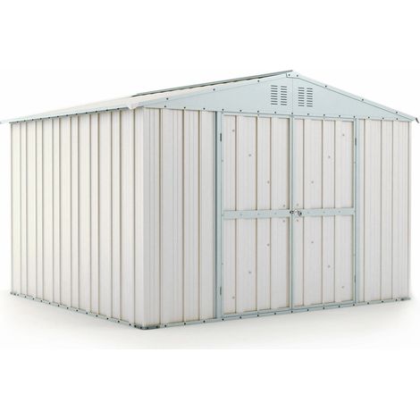 Casetta Box da Giardino in Lamiera di Acciaio Porta Utensili 327x269x217 cm Enaudi Bianco