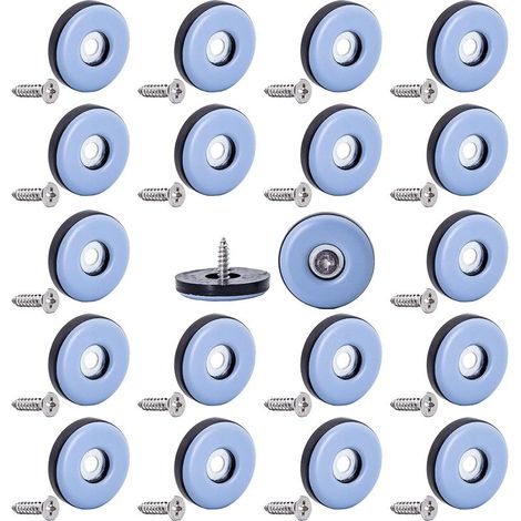 Lot de 20 patins de meubles en téflon de 22 mm pour pieds de chaise, protections de sol, patins de meubles mobiles en PTFE avec vis pour moquettes, carrelages et sols en bois dur (1/5)