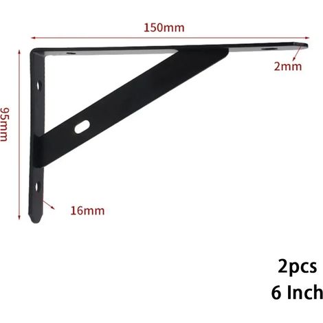 (Noir 15 cm - FR) 2 supports d'angle triangulaires pliables et réglables pour fixation murale, support pour banc, table, étagère, meubles, support lourd (1/5)