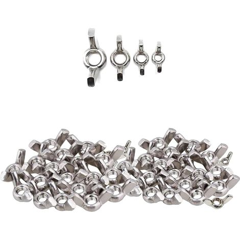 Écrous À Ailettes En Acier Inoxydable - Assortiment M4 M5 M6 M8 - Pour Machines Et Mobilier - Lot De 40 Pièces (1/5)