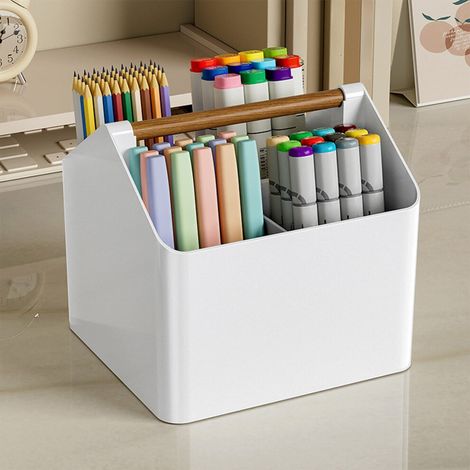 Boîte de rangement de bureau, grand porte-stylos, boîte de rangement compartimentée, boîte de rangement pour fournitures de bureau et articles divers
