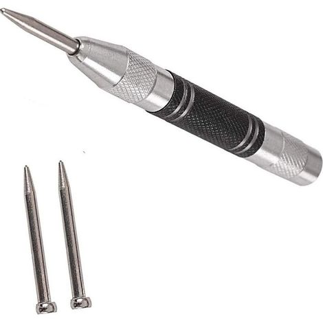 Poinçon central automatique, 5 pouces Poinçon central automatique Marqueur Scriber Poinçon central à ressort, tension réglable, avec 2 embouts de rechange (1/5)
