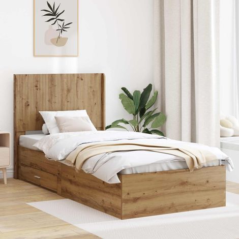 vidaXL Bed Frame with Storage and Headboard Artisan Oak (1/5)
