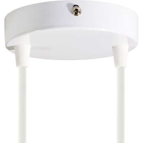 creative cables - Kit rosone cilindrico in Metallo a 2 Fori - Conico, Bianco Lucido