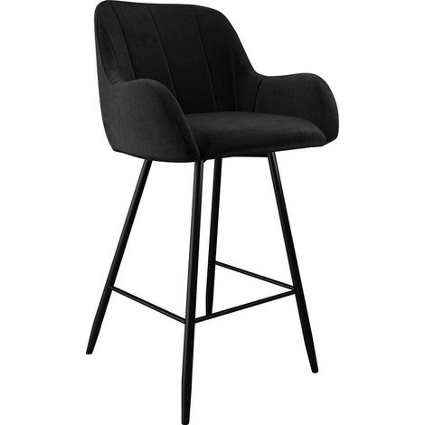 Silla de barra Jackson 102, Negro + Magic Velvet 2219, 103x50x55cm, Tapiz, Metálico