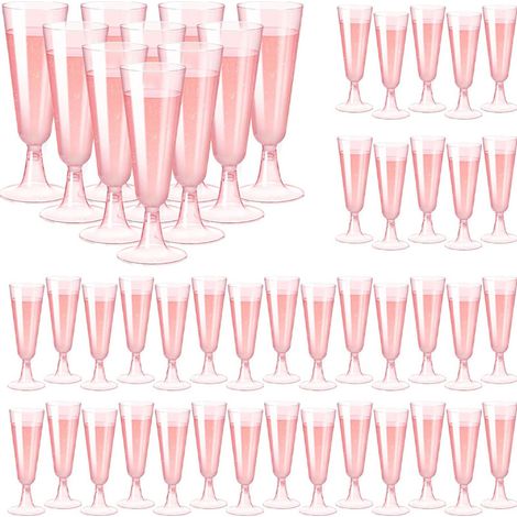 Flûtes à champagne en plastique (lot de 40), verres à champagne roses, verres à mimosa transparents en plastique, verres à toast jetables en acrylique pour mariages et fêtes, accessoires de bar, gobel (1/5)