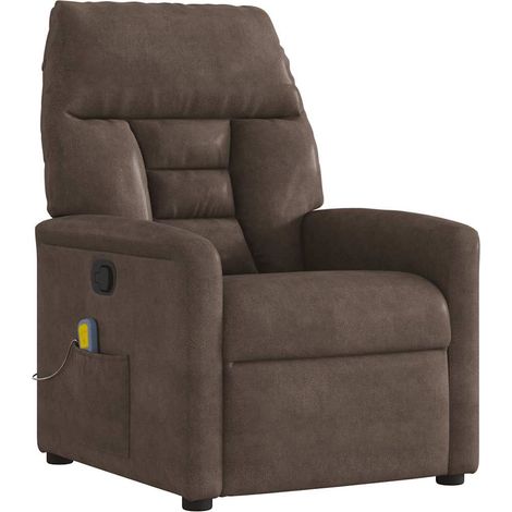 Fauteuil inclinable de massage-Chaise de relaxation-Fauteuil Relax marron tissu microfibre 478055 (1/5)