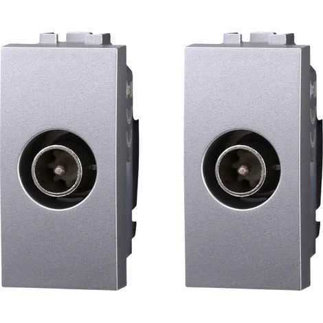 gloca Set 2 Connettori Tv Maschio Passante Compatibili Living (Grigio) (1/4)