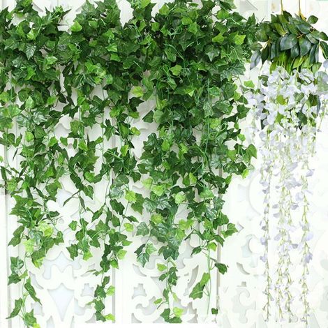 Guirlande de vigne artificielle en feuilles de lierre – 80 pieds 12 branches de verdure Faux feuillage à suspendre avec 2 pcs Wisteria Vines Cadeau pour mur fête mariage salle maison cuisine intérieur