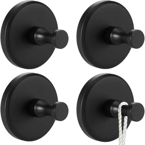 Lot de 4 crochets à ventouse sans perçage, crochets pour serviettes et porte-serviettes avec vide puissant pour salle de bain et cuisine, crochets antirouille avec ventouse en acier inoxydable (1/5)