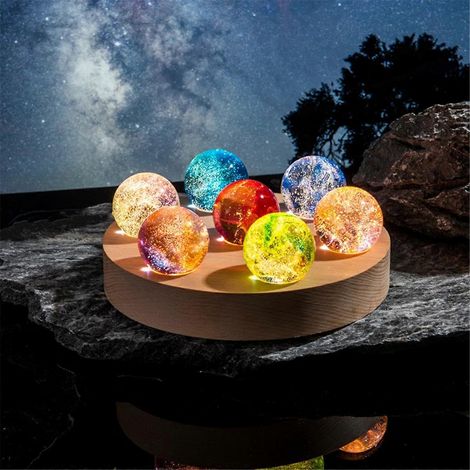 Boule en verre colorée fantaisie en forme d'étoile, planète lumineuse - Décoration intérieure B-- (1/5)