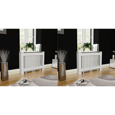 vidaXL Copritermosifoni 2 pz in Legno Multistrato 112 cm Bianco