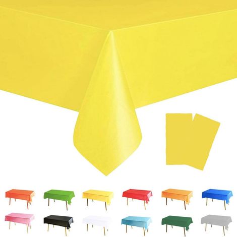 2x Gelbe Tischdecke 137x274 cm Rechteckig PEVA Wasserdicht für Partys