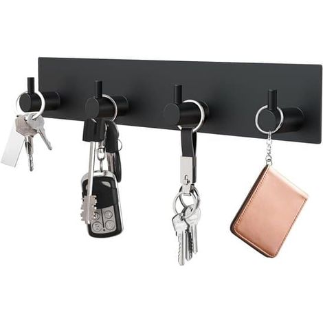 Crochets porte-serviettes - Autocollants - Noir mat - 3 crochets (1/5)
