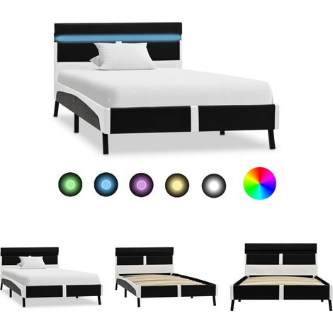 LED Licht - vidaXL Bettgestell mit LED Schwarz Kunstleder 90x200 cm - LED Bett (1/5)