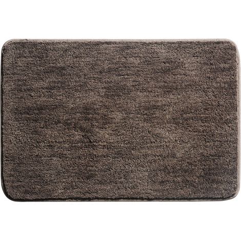Tapis de Bain, Antidérapant Tapis Salle de Bain Épaissi Tapis Sortie de Douche Absorbant Tapis de Sol Ultra Doux en Microfibre, Café, 50 x 80cm