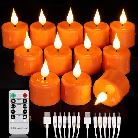 Candele LED Tea Light ricaricabili, set da 12 pezzi arancioni (1/5)