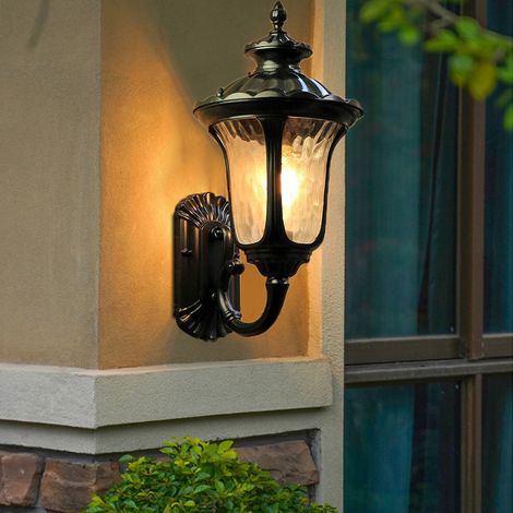 Black Traditional Textured Black Outdoor Wall Lantern (1/5)