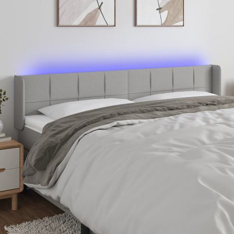 LED Kopfteil Hellgrau 163x16x78/88 cm Stoff vidaXL (1/5)