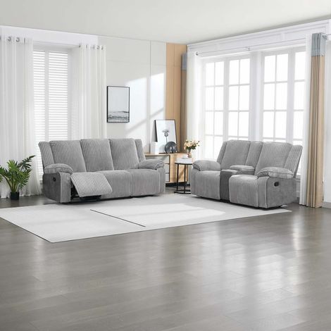 Verona 3+2 Jumbo Cord Manual Recliner Sofa Set (Grey) (1/5)