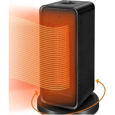 1 unit Ceramic fan heater, 1200 W, 90° oscillation, dual temperature setting, portable auxiliary heater for living room