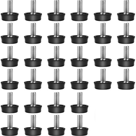 32 Pièces Pied de Table a Visser, Pieds de Nivellement M8 Ronds Pieds de Nivellement Réglables Pied Réglable Patin de Meuble Jambe Pied de Table Chaise Base pour Chaises Tables Canapé (1/5)