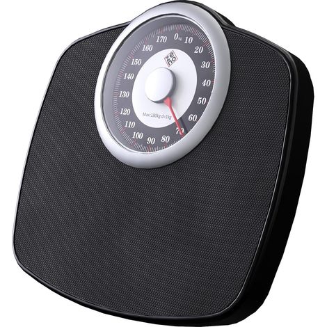 A25 Pèse-Personne Analogique - Jusqu'à 180 kg - Cadran 5 Pouces Surface Antidérapante en Caoutchouc, Aucune Pile Requise, à Calibrer Avant Utilisation - Noir (1/5)