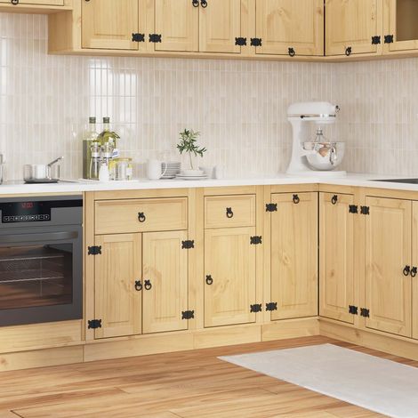 Armoire de rangement en pin massif brun miel, 1 tiroir, 1 porte, 40 x 46 x 81,5 cm - PANGIVO (1/5)