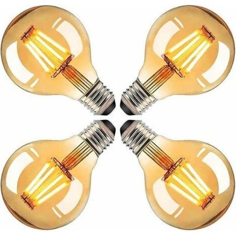 E27 Bulb. 4W G80 Edison LED Bulb. Vintage Round LED Lamp. Decorative Antique Warm Light LED Bulb. Ideal for Nostalgic Decor. Home, Cafe, Bar (4 pcs) (1/5)