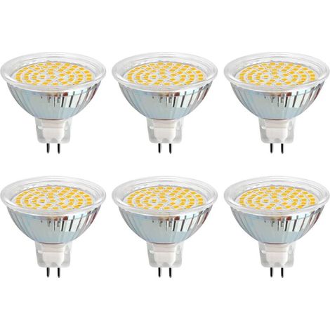 Ampoule GU5.3 LED 12V 3W Blanc Chaud 3000K, Ø50mm, Équivalent GU5.3 30W, 500LM, AC/DC 12V MR16 GU5.3 Spot LED Encastrable pour Jardin Extérieur/Entrée/Terrasse, Non-dimmable, lot de 6 [Classe énergéti (1/4)