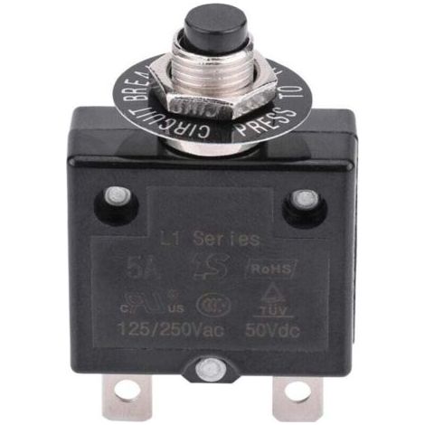 5A 8A 10A 15A 18A 20A 30A Leitungsschutzschalter mit optionalem Thermorückstellschalter, 125-250V AC 50V DC Überstromschutz-Drucktaster-Leitungsschutzschalter (5A