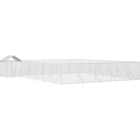 Perrera exterior con toldo acero galvanizado plata 12x12x2,5 m vidaXL (1/3)