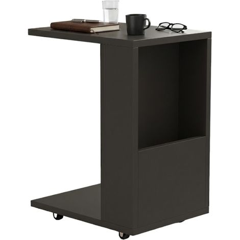 Tavolino da Salotto Vazzola, con Ruote, un Vano, Forma Rettangolare, 30x40x50h cm Nero Antracite