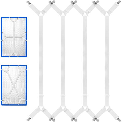 Attache Drap Housse, 4 Pièces Tendeur Drap Housse, Tendeur Drap 70-280cm Pince Drap Housse Matelas Tendeurs de Draps Angulaires avec Clips Métalliques Bedding Accessories (1/5)