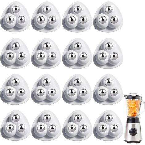 16 roulettes auto-adhésives pivotant à 360°, équipées de 3 roulements à billes. Chaque roulette supporte jusqu'à 5 kg. Convient aux poubelles, boîtes de rangement, etc. Blanc. (1/5)