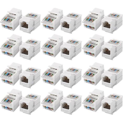 24 connecteurs Ethernet Cat6 RJ45 femelles sans outil, module femelle-femelle, prise Gigabit pour panneau de brassage (incompatibles avec les panneaux de brassage) (1/5)