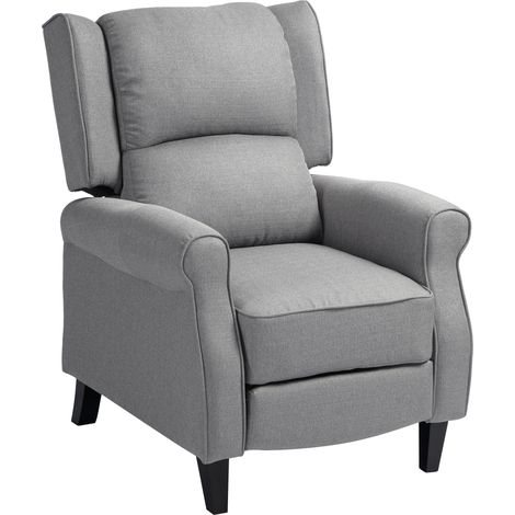 HOMCOM sillón relax reclinable manual sillón relax tapizado en lino sintético con reposapiés retráctil carga 150 kg sillón reclinable gris (1/5)