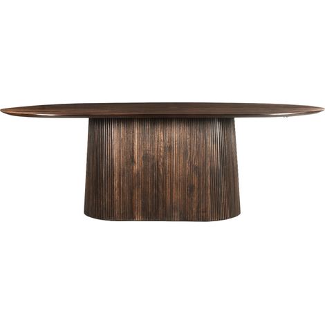 SIENNE-Table à manger Ovale 6/8 personnes 200 cm en bois massif brun (1/5)