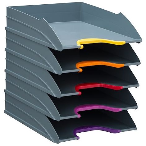 Lot de 5 corbeilles à courrier Durable Varicolor® gris foncé (1/3)