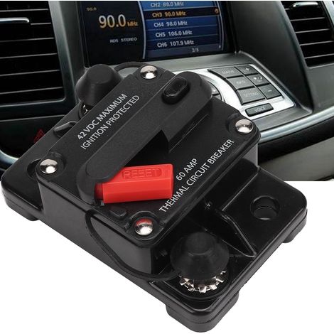Fusible réarmable 60A pour autoradio 12V, disjoncteur automatique 30A/40A/60A, protection circuit audio voiture, coupe-circuit à réinitialisation manuelle (1/5)