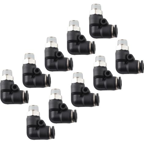 Lot de 10 raccords pneumatiques coudés en L à filetage extérieur rapide pour compresseur d'air 6 01 (1/5)