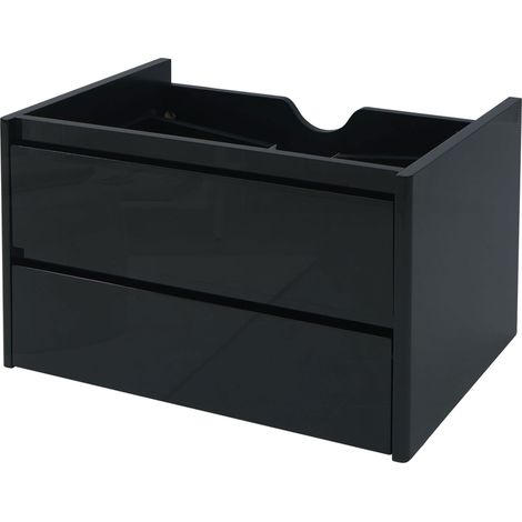 [JAMAIS UTILISÉ] Meuble sous lavabo HHG-628, armoire sous lavabo salle de bain, haute brillance Soft-Close 50x80cm, noir (1/5)
