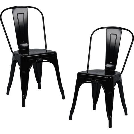 Confezione da 2 sedie impilabili in acciaio stile industriale, dimensioni 45x45x85 cm, Thinia Home
