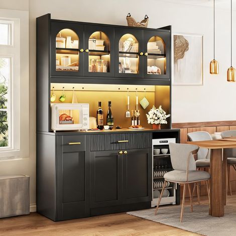 Buffet coloris noir en MDF 120 x 40 x 187 cm (1/5)