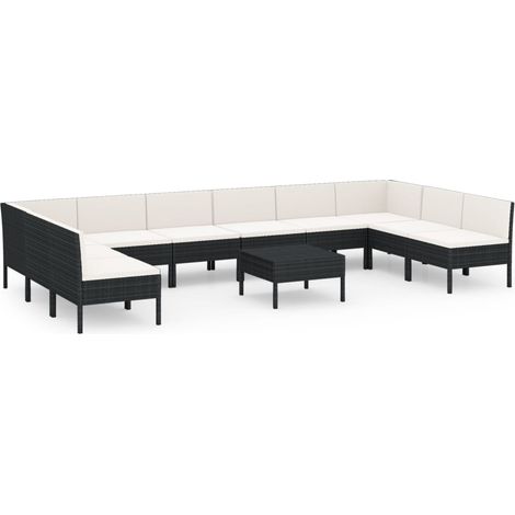 11 PCS Garden Lounge Set con cojín de pozo de terciopelo