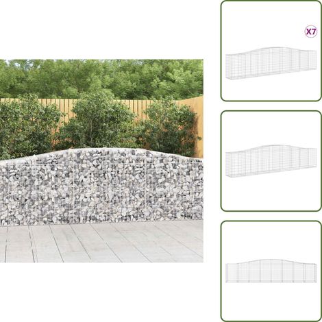 Gabionen mit Hochbogen 7 Stk. 400x50x80/100cm Verzinktes Eisen - Gabionen - Gabionenkorb - Gartendeko - Zaun - Sichtschutz (1/5)