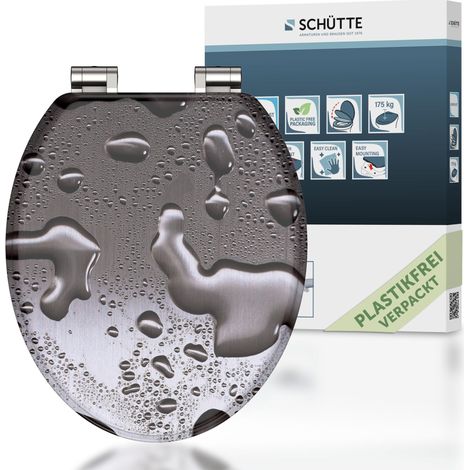 SCH�TTE WC-Sitz aus MDF Holz mit Absenkautomatik Toilettendeckel mit Motiv Klodeckel Regen Tropfen 80123 (1/5)