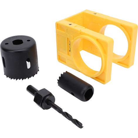 Kit d'installation de serrure de porte avec gabarit de guidage ajustable, scie cloche et tige pour serrure à bille, pour portes de 35 à 44 mm (1-3/8 à 1-3/4 pouces), jaune (1/5)