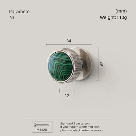 (NI-Malachite-Chine continentale) Poignées de meubles en laiton, pierres exotiques de luxe, cristaux naturels, design élégant, poignées de placard à un seul trou (1/5)