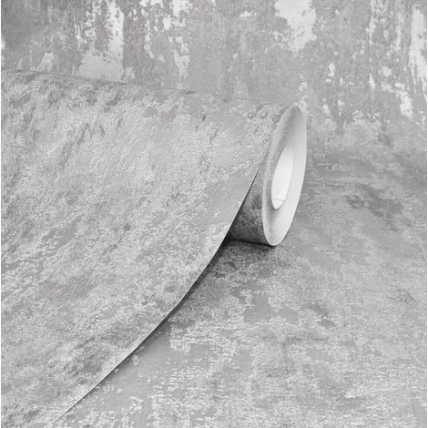 Havana Grey Distressed Industrial Metallic Wallpaper Paste Wall A.S Creation